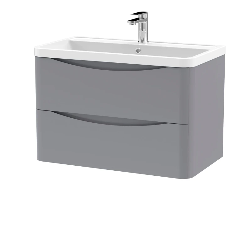Image of Balterley Wall Hung 2 Drawer Vanity Basin Unit Polymarble Basin Grey 800mm Grey