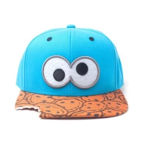 Image of Sesame Street - Eyes With Cookie Bite Unisex X-LargeSnapback Baseball Cap - Blue/Pattern