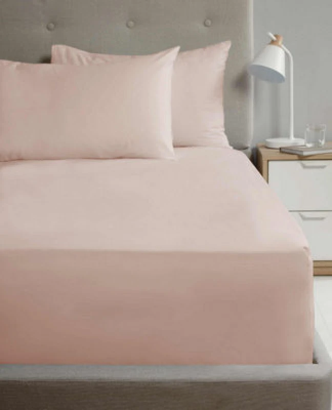 Image of Homespace Direct Ltd Flat Sheet 180Tc Percale Blush Super King Sheet Suitable For Deep Mattresses