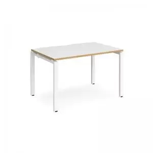 Image of Adapt single desk 1200mm x 800mm - white frame and white top with oak
