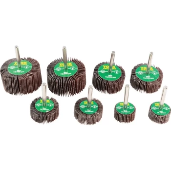 Image of 8 Piece Assorted Aluminium Oxide Flap Wheel Set - 6.0MM Shank