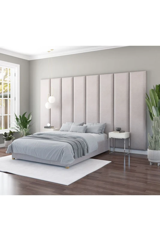 Image of Aspire Aspire Large Upholstered Headboard Wall Panel, UK Made in Silver Silver One Size Unisex 5057632212856