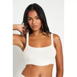 Image of I Saw It First Cream Knitted Bust Detail Bralet Co-Ord - White