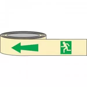 Image of PSPA Class B Photoluminescent Man Arrow Left Tape 80mm x 10m for
