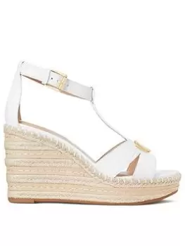 Image of Lauren by Ralph Lauren Hale Croc Wedge Espadrilles - White, Size 5, Women