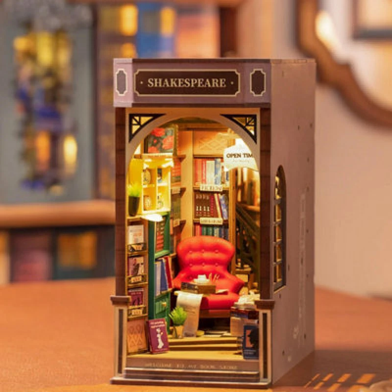 Image of Rolife Bookstore 3D Wooden DIY Miniature House Book Nook
