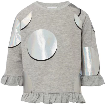 Image of Rose and Wilde Girls Riley Holographic Circle Sweater - Grey Marl
