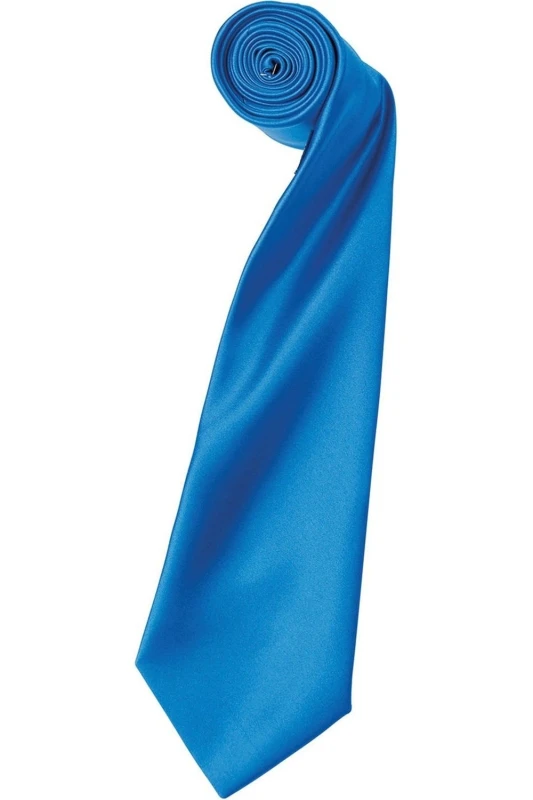 Image of Premier Premier Colours Satin Tie in Blue Blue One Size Unisex 5063470722976
