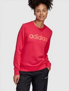 Image of Adidas Essentials Linear Crew Sweatshirt - Pink