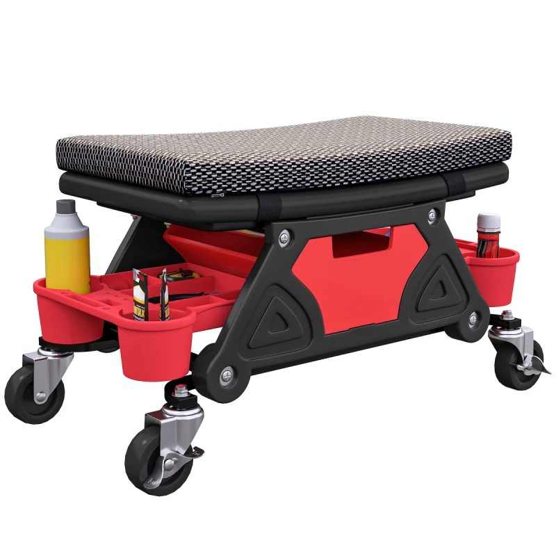 Image of HOMCOM HOMCOM Rolling Mechanic Stool, 135kg Capacity Workshop Stool, Black One Size Unisex 5063603316447