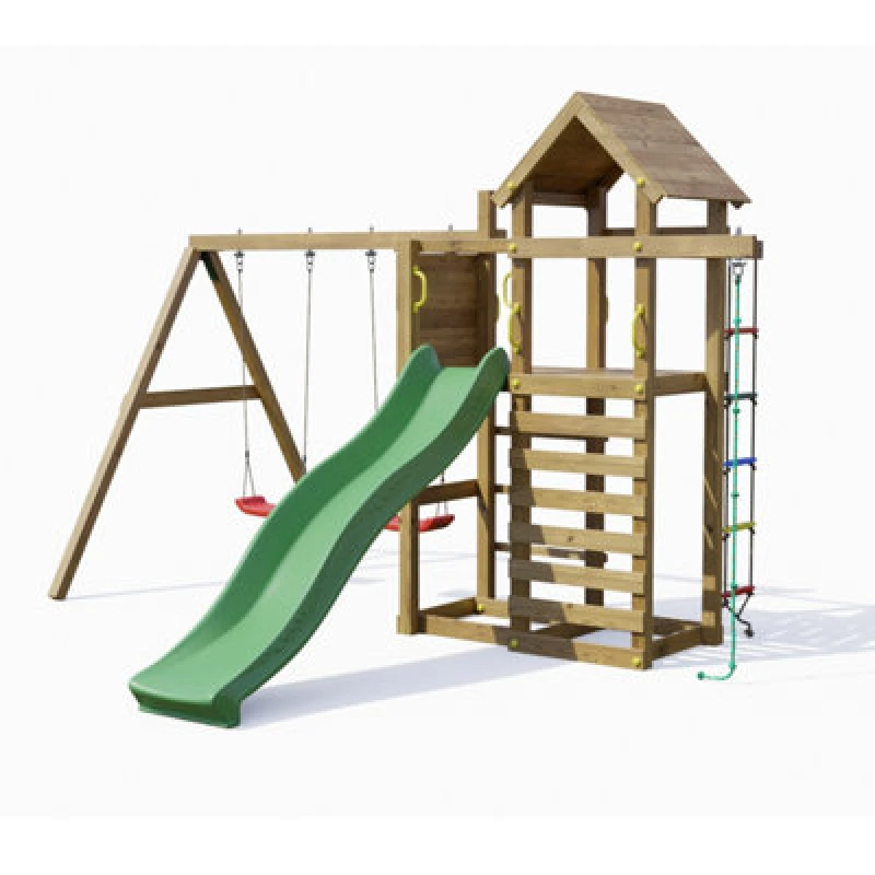Image of Shire Mixter Play Centre With Double Swing, Climbing Ladder, Climbing Rope And Slide