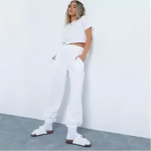 Image of I Saw It First Crop T Shirt and Joggers Co-Ord Set - White