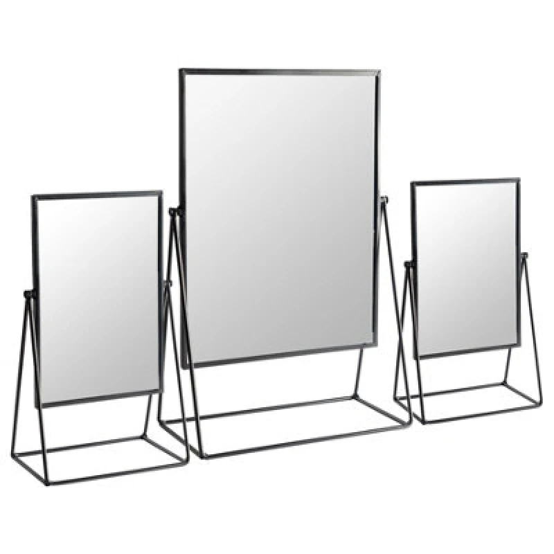 Image of Harbour Housewares 3Pc Dressing Table Mirror Set - Black - Makeup Tabletop Cosmetic Bathroom Mirror