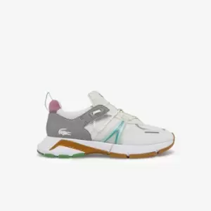 Image of Lacoste Womens L003 Textile Trainers Size 3 UK Light Blue / Orange
