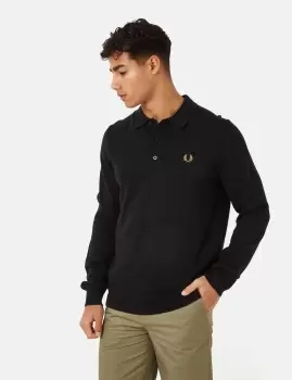 Image of Fred Perry Knitted Shirt - Black
