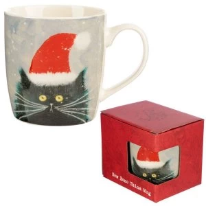 Image of Kim Haskins Christmas Cat Porcelain Mug