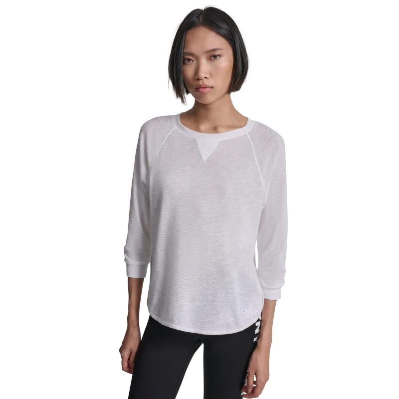 Image of DKNY M Wffl 3/4 S T Ld62 White female 8 (XS)