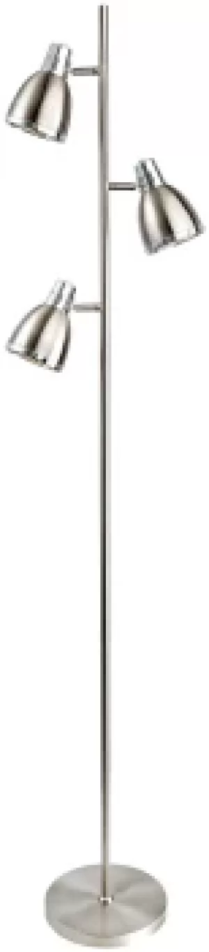 Image of Vogue 3 Light Floor Lamp Brushed Steel, Chrome, E14