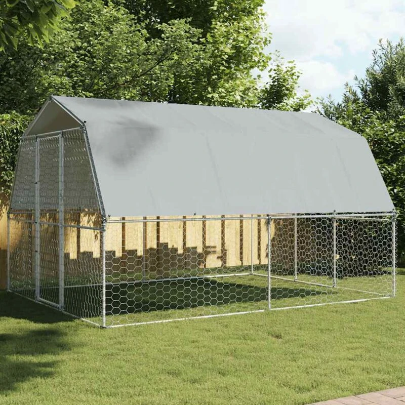 Image of VIDAXL Vidaxl - Dog Cage with Roof and Door Silver Galvanised Steel 8721102797910