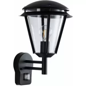 Image of Loops - IP44 Outdoor Wall Lamp Matt Black Steel Modern pir Lantern Porch Curved Move