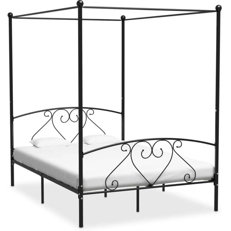 Image of VIDAXL Bed Frame without Mattress with Canopy Black 160x200cm Metal Vidaxl 8719883783536