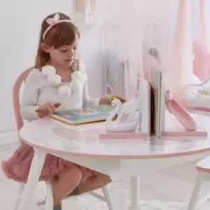 Image of Fantasy Fields Children Swan Lake Wooden Kids Bookends Book Ends Decor TD-12806A - White/Pink