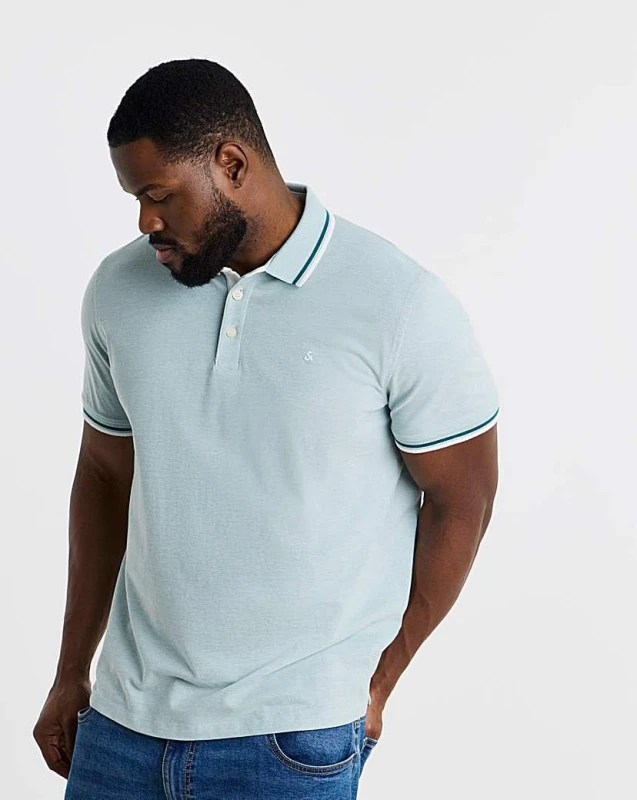 Image of jack & jones Jack & Jones Paulos Tipped Polo Teal - JACK & JONES - Size: 3XL(56) Teal Male 3XL(56) JA43805