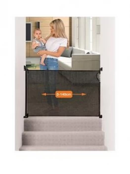 Image of Dreambaby Retractable Relocatable Gate (Fits Gaps 0-140Cm) - Black/Mesh