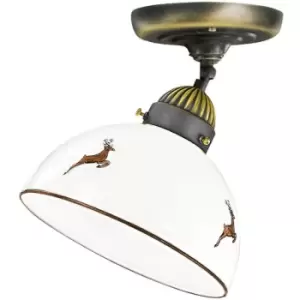 Image of Kolarz Nonna Glass Bowl Semi Flush Ceiling Light Antique Brass