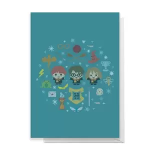 Image of Harry Potter Trio Wreath Greetings Card - Standard Card