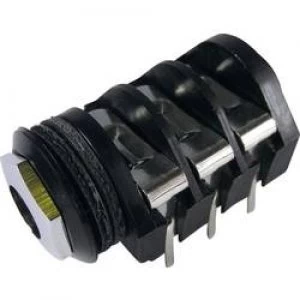 Image of 6.35mm audio jack Socket horizontal mount Number of pins 3 Stereo Black Cliff CL1334A