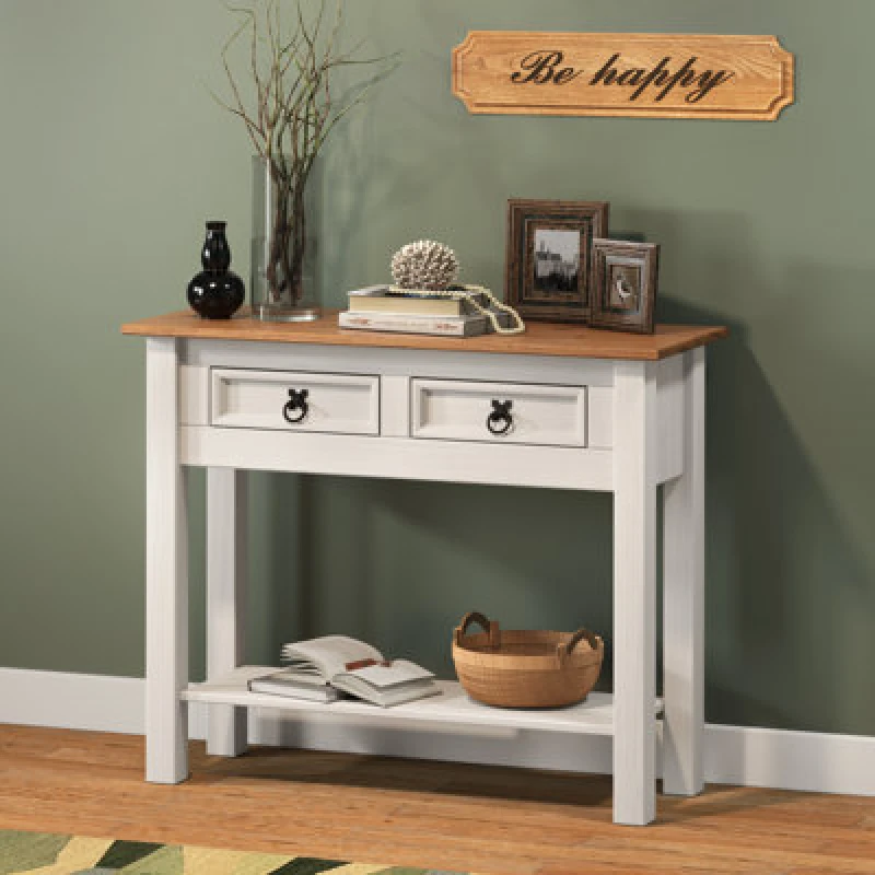 Image of MERCERS FURNITURE Corona White 2 Drawer Console Table WHTWAX104
