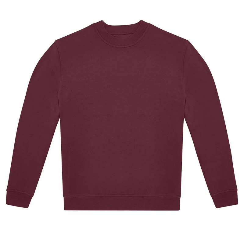 Image of B&C Mens ID.222 Crew Neck Sweatshirt in Burgundy Size: XS Burgundy Male XS