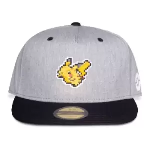 Image of Pokemon Pika Pixelated Snapback Baseball Cap, Grey/Black (Sb687265Pok)