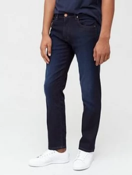 Image of Wrangler Arizona Soft Luxe Regular Straight Fit Jeans - Blue Stroke