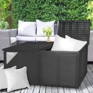 Image of Huge xxl 750 Litre Plastic Lockable Cushion Storage Box Chest Cabinet Shed in Black