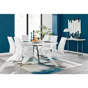 Image of Kylo White High Gloss Dining Table & 6 White Willow Chairs - White
