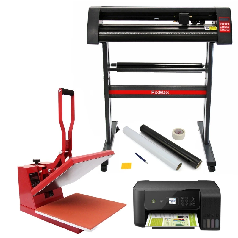 Image of Monstershop PixMax 38cm Clam Heat Press, Vinyl Cutter, Printer, Weeding Pack Red unisex