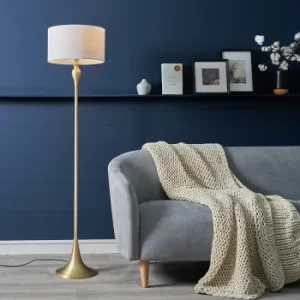 Image of Faulkner Matt Gold Floor Lamp with White Reni Shade
