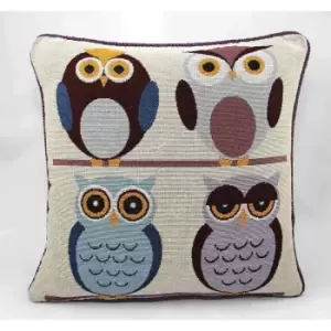 Image of Alan Symonds - Owls Cushion Cover Tapestry Cushion Cover 18 - Multicoloured