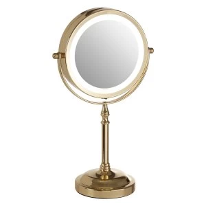 Image of Premier Housewares Light Gold Cassini LED Table Mirror