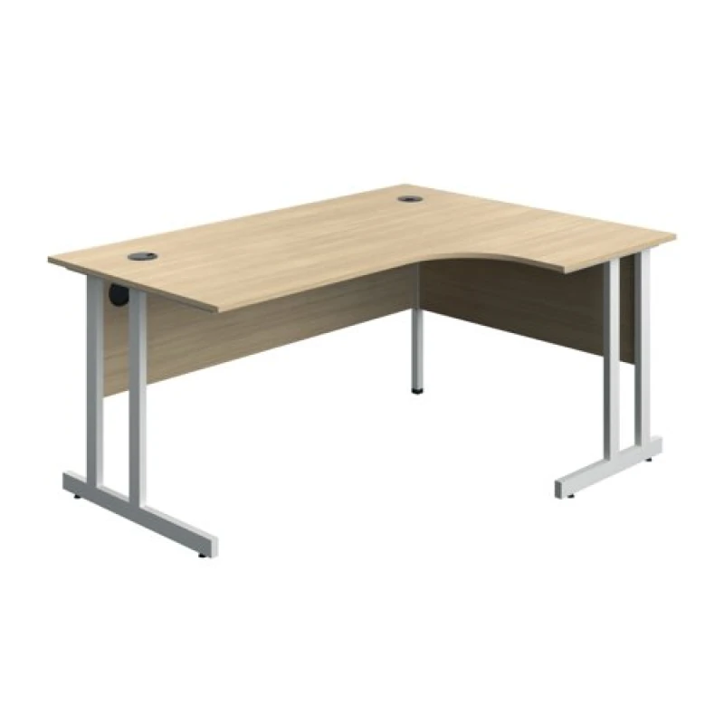 Image of Serrion Twin Upright Right Hand Corner Desk 1600x1200x730mm Oak/White KF800309
