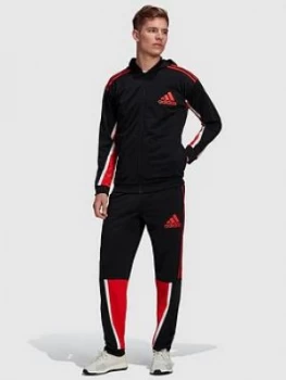 Image of Adidas 3 Stripe PES Tracksuit - Black/Red Size M Men