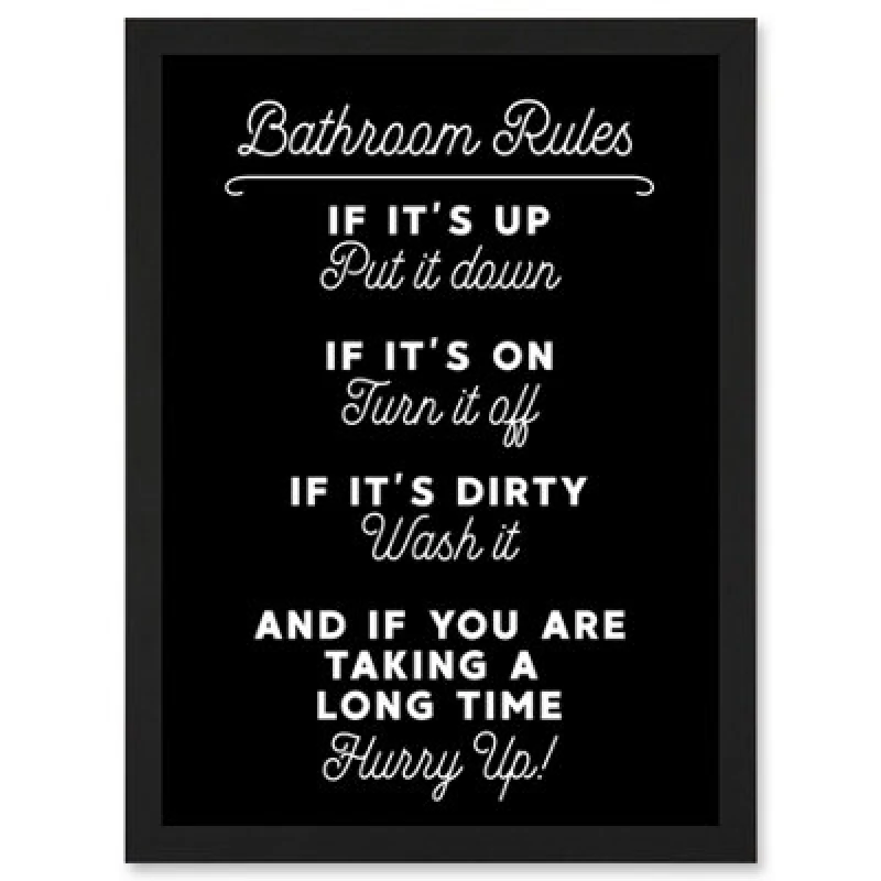 Image of Artery8 Funny Bathroom Wall Art Toilet Rules Sign Funny Decor Wall Art Print - A4 Size