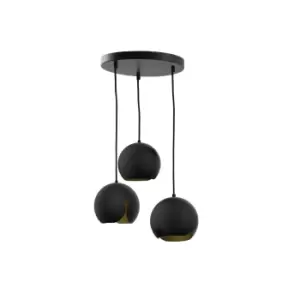 Image of Malaga Cluster Pendant Ceiling Light Black, 32cm, 3x E27