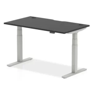 Image of Air Black Series 1800 x 800mm Height Adjustable Desk Black Top with Cable Ports Silver Leg