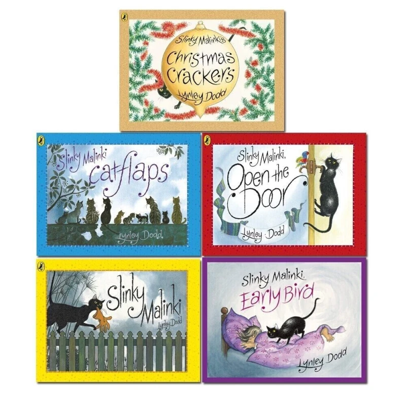 Image of Lynley Dodd Slinky Malinki Hairy Maclary and Friends Series 5 Books Collection Set(Slinky Malinki, Slinky Malinki Catflaps) Lynley Dodd Books