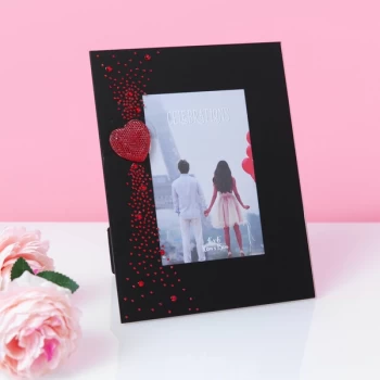 Image of 4" x 6" - True Valentine Glass Photo Frame with Gem Heart
