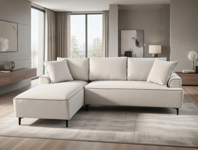Image of DS Living The Milano Edge 3 Seater Right Hand Corner Sofa in Beige Beige Unisex