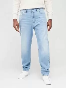 Image of Calvin Klein Jeans Regular Taper Fit Jeans - Light Wash, Light Denim, Size 34, Inside Leg Regular, Men